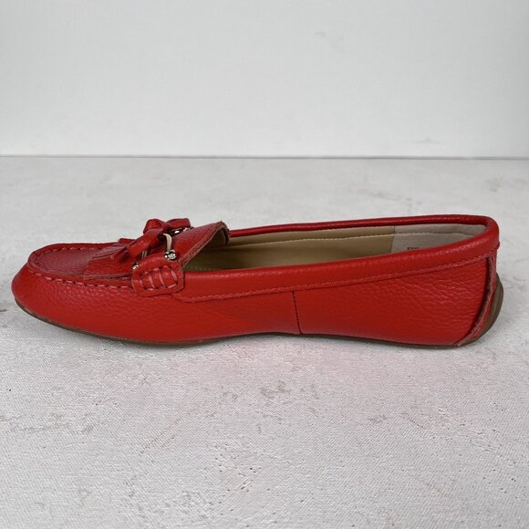 Talbots Womens Everson Tasseled Red Leather Driving Flats Sz 6.5 - Picture 6 of 10